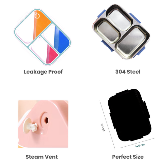 Premium Bento Lunch Box - Flowers Peach