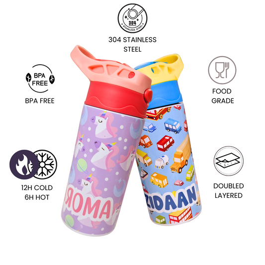 Zootii Personalised Water Bottle (Truck-BlueYellow)