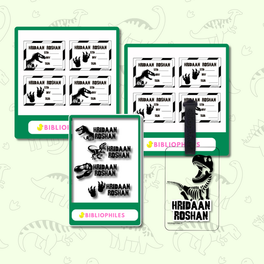 Back to School Combo - Jurassic ( Transparent  Bag Tag  Book Labels)