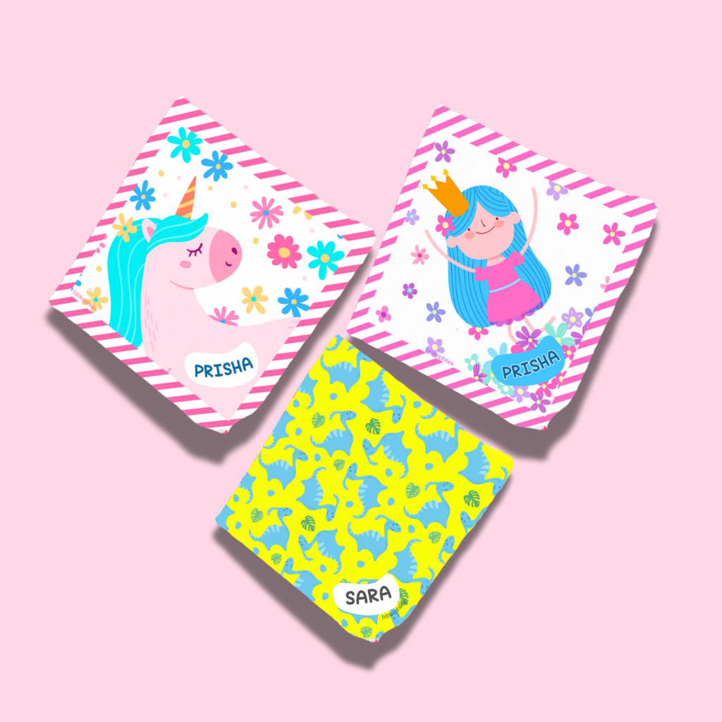 Personalised Muslin Handkerchief Set - Mystical (Pack of 3) with Name Labels
