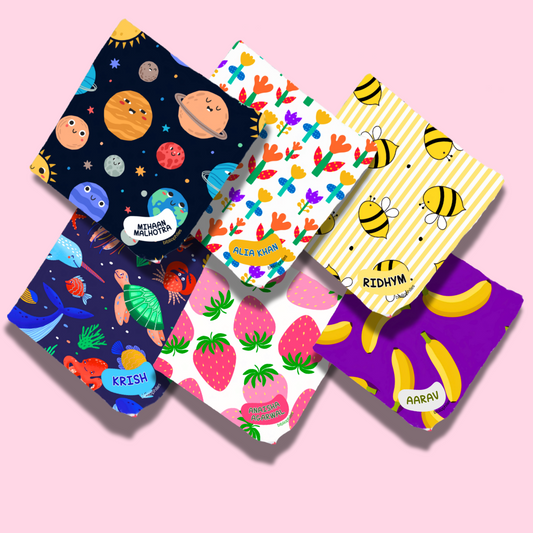 Personalised Muslin Handkerchief Set - My Nature (Pack of 6) with Name Labels