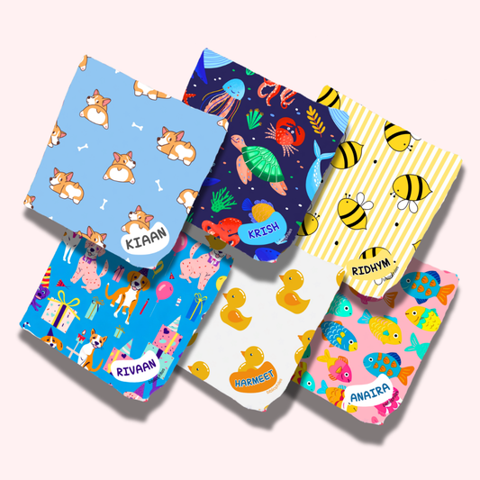 Personalised Muslin Handkerchief Set - My Pets (Pack of 6) with Name Labels