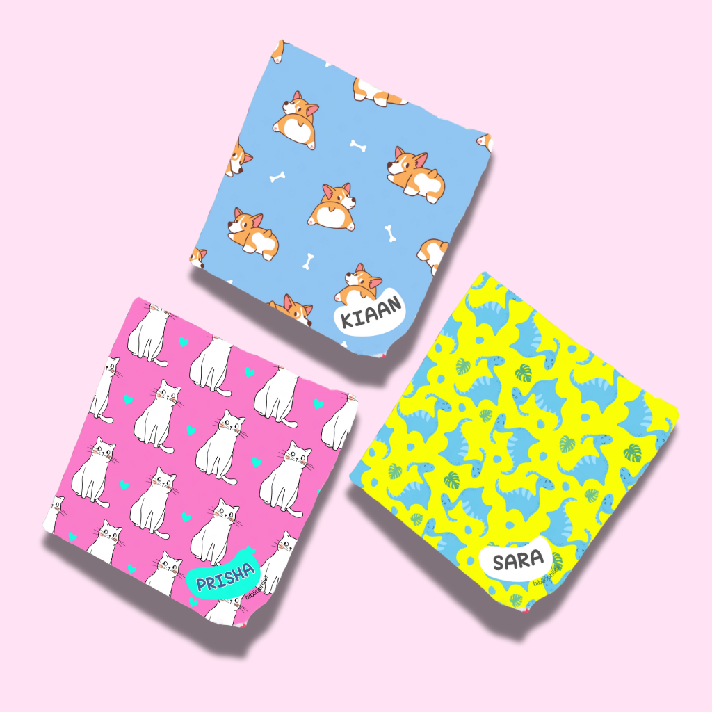 Personalised Muslin Handkerchief Set - Play Pals (Pack of 3)