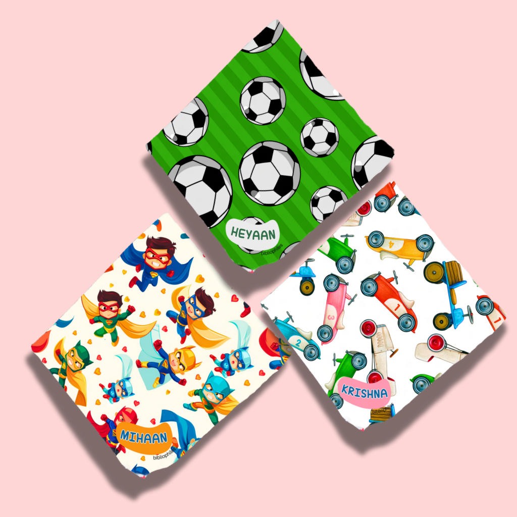 Personalised Muslin Handkerchief Set - Playful (Pack of 3) with Name Labels
