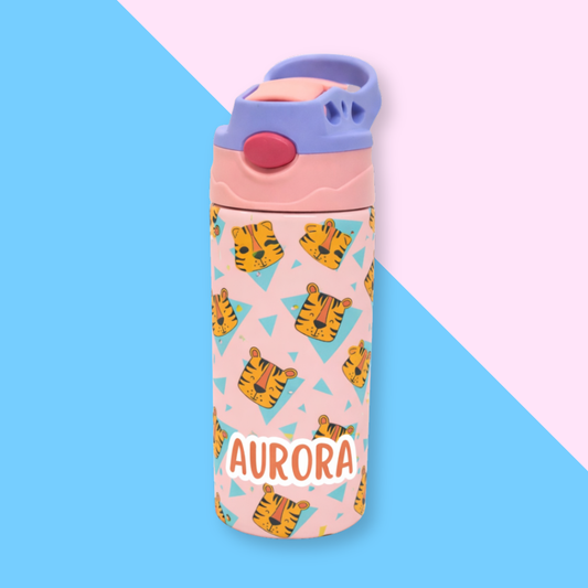 Wild Tiger Personalised Water Bottle (Wild Tiger- Peach)
