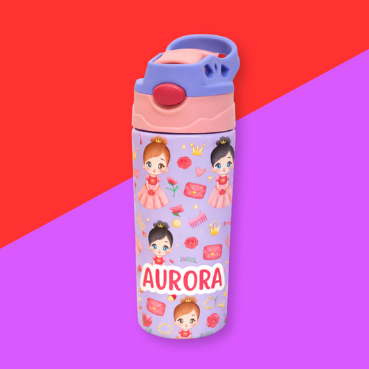 Princess Personalised Water Bottle (Princess- Purple)