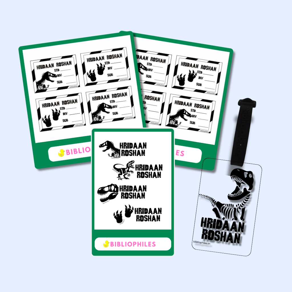 Back to School Combo - Jurassic ( Transparent Bag Tag Book Labels) - Bibliophiles