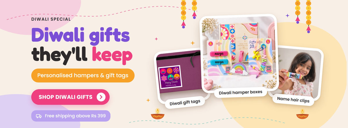 Diwali gift boxes for kids: personalised hampers and Diwali gift tags