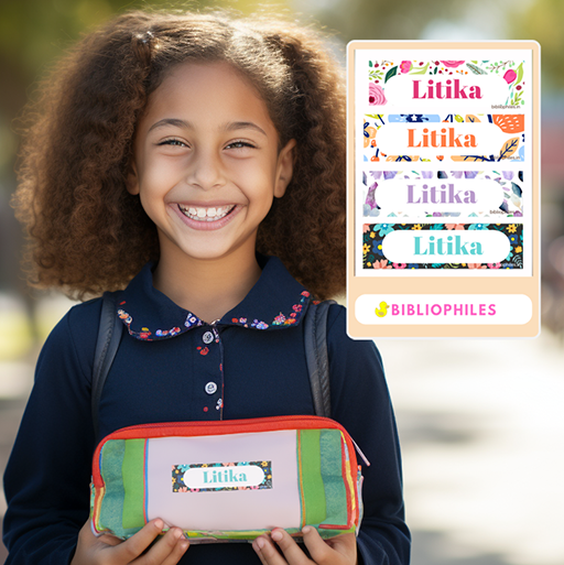 Flowers Customized Waterproof Labels - Bibliophiles