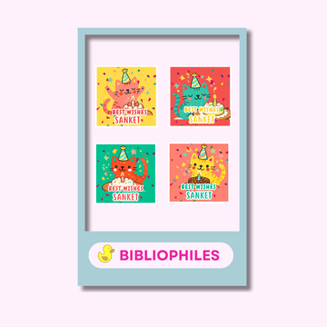 Kitty Cats Personalised Gift Tag Stickers - Bibliophiles