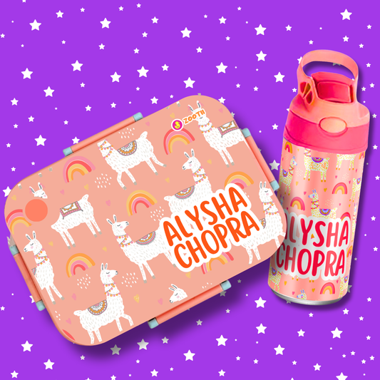 Premium Bento Lunch Box & Water Bottle - llama