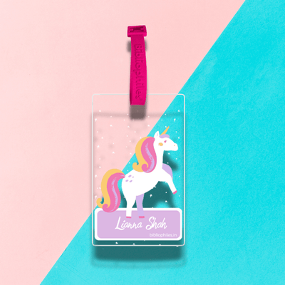 Luggage Tag - Unicorn (Transparent Tag) - Bibliophiles
