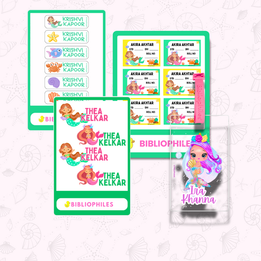 Starting the School Combo - Mermaid (Transparent Label Bag Tag Cloth Labels Book Labels)