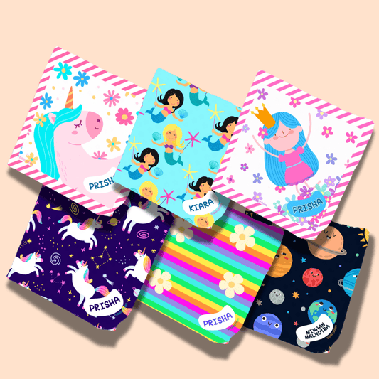 Personalised Muslin Handkerchief Set - Mystical (Pack of 6) with Name Labels - Bibliophiles