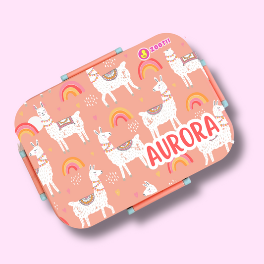Premium Bento Lunch Box - Llama Peach