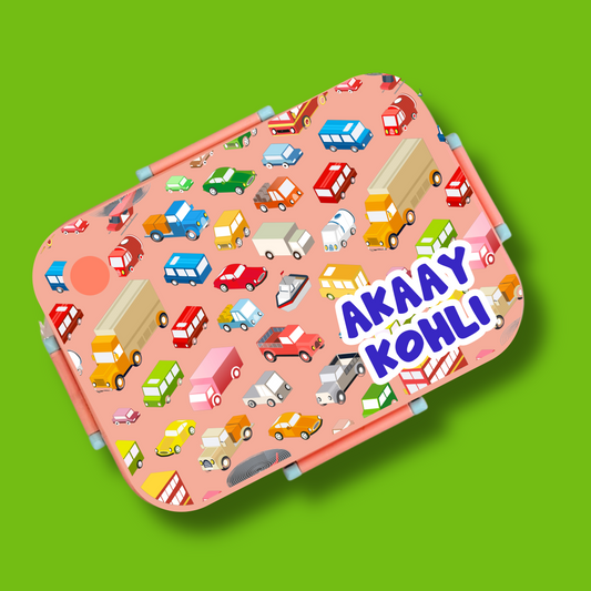 Premium Bento Lunch Box - Vehicles Peach