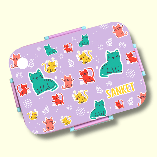 Premium Bento Lunch Box - Kitty Cats (Purple) - Bibliophiles