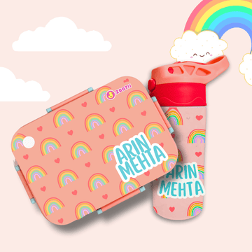 Premium Bento Lunch Box & Water Bottle - Rainbow - Bibliophiles