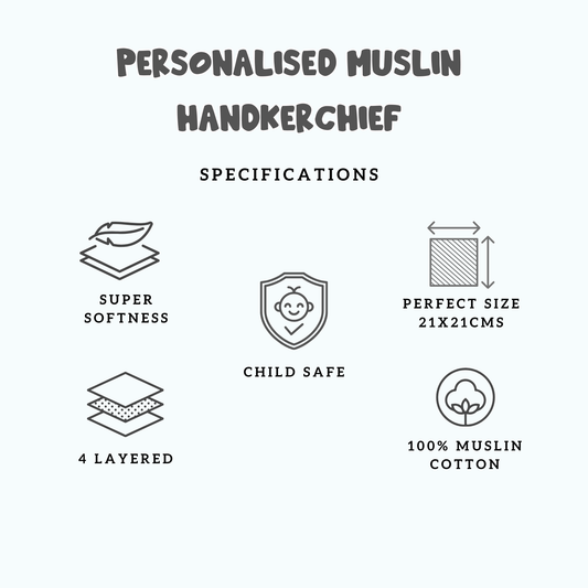 Personalised Muslin Handkerchief Set - My Nature (Pack of 6) with Name Labels