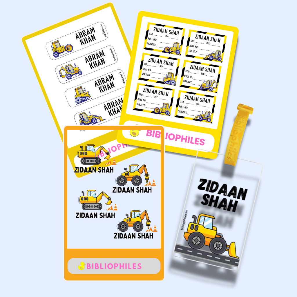 Starting the School Combo - Construction (Transparent Label Bag Tag Cloth Labels Book Labels) - Bibliophiles