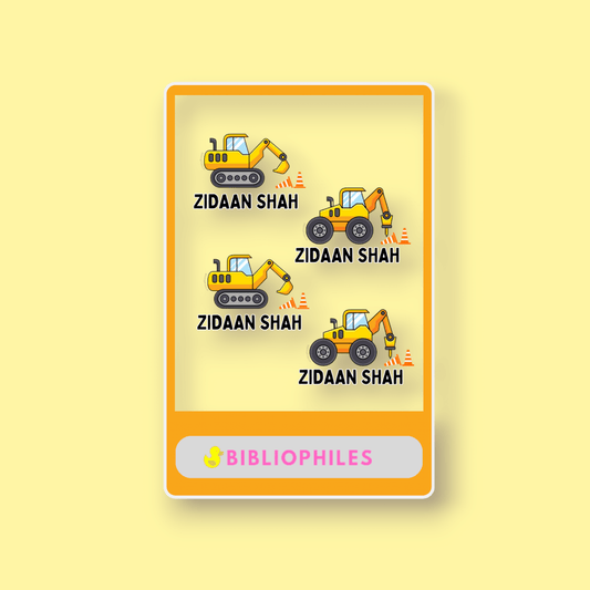 Transparent Labels - Construction (Personalised) - Bibliophiles