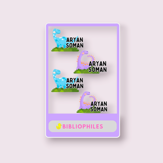 Transparent Labels - Dino (Personalised) - Bibliophiles
