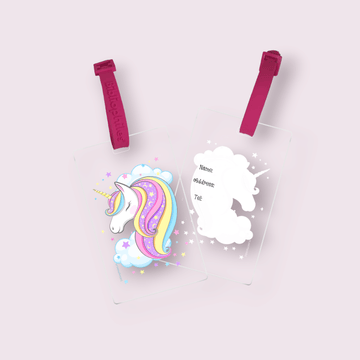 Personalized bag tags for kids unicorn design