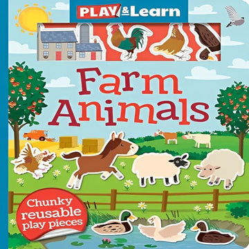 Farm Animals reusable sticker and play scenes activity book for children.