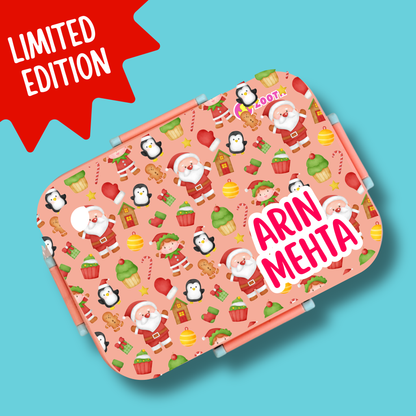 Limited Edition Premium Bento Lunch Box & Water Bottle - Christmas (Pink)