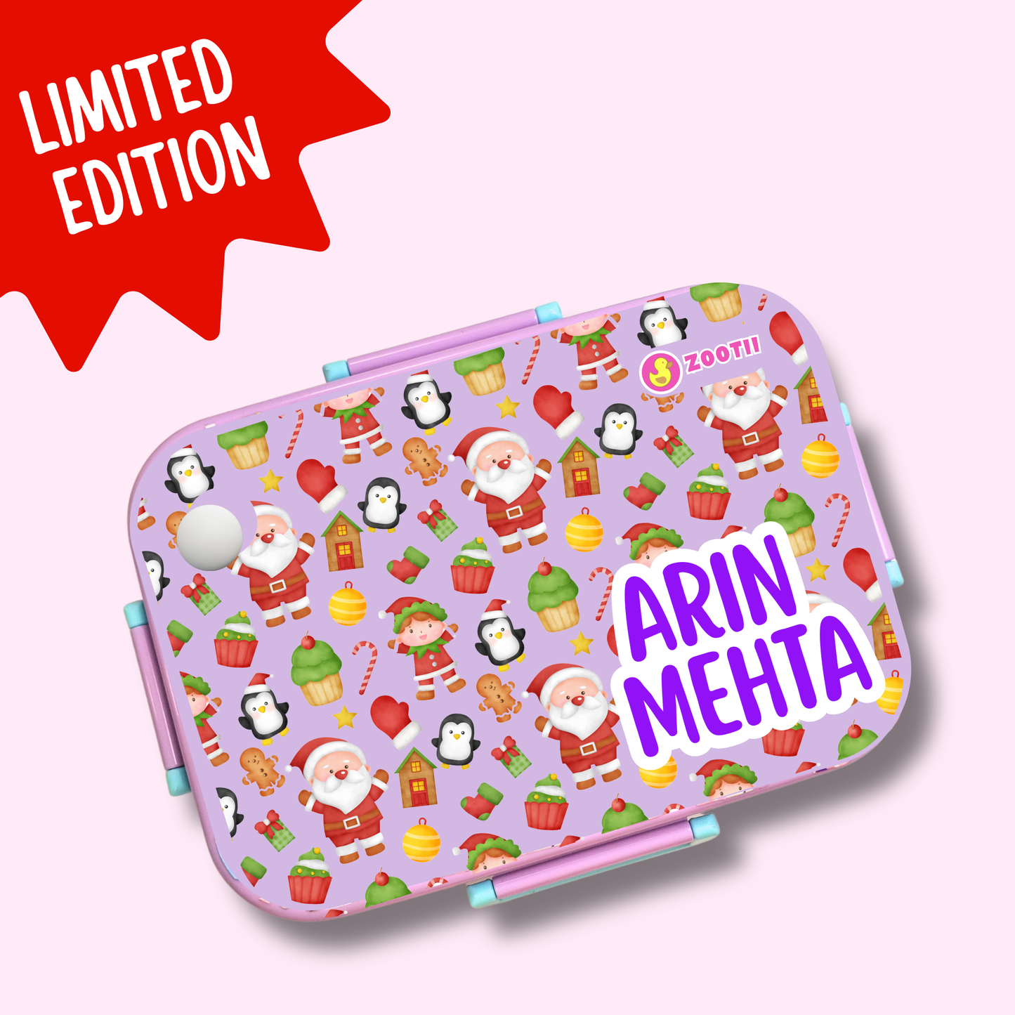 Limited Edition Premium Bento Lunch Box & Water Bottle - Christmas (Purple)