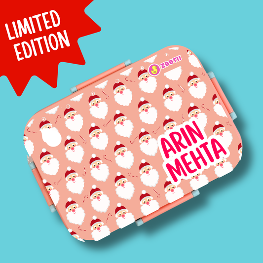 Limited Edition Premium Bento Lunch Box & Water Bottle - Santa Clause (Peach)