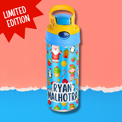 Limited Edition Premium Bento Lunch Box & Water Bottle - Christmas (Blue)