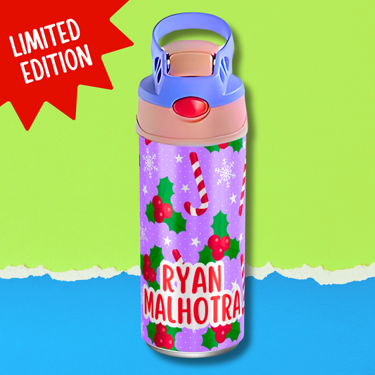 Limited Edition Premium Bento Lunch Box & Water Bottle - Candy Cane (Purple)