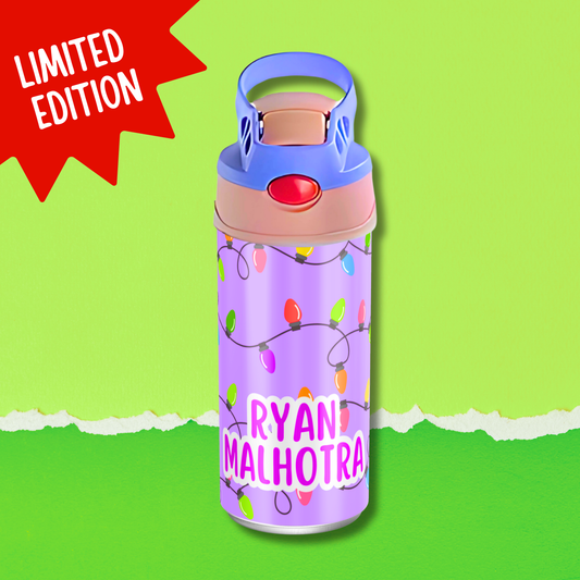 Limited Edition Premium Bento Lunch Box & Water Bottle - Christmas Lights (Purple)