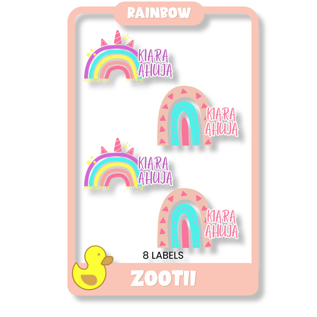 Starting the School Combo - Rainbow (Transparent Label Bag Tag Cloth Labels Book Labels)