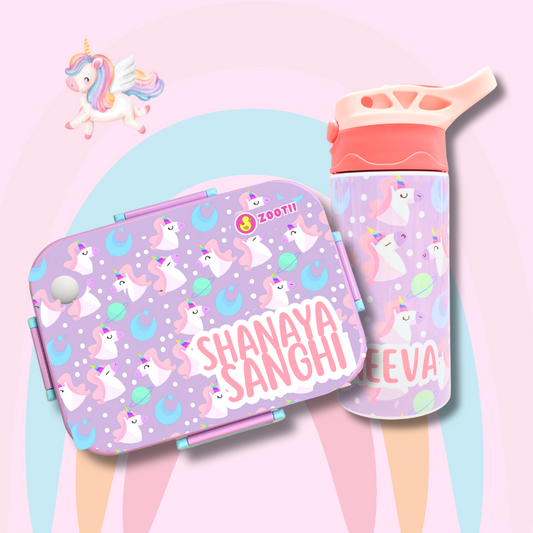 Premium Bento Lunch Box & Water Bottle - Unicorn