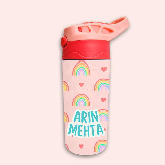 Zootii Personalised Water Bottle (Rainbow-PeachRed)