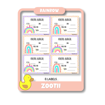 Starting the School Combo - Rainbow (Transparent Label Bag Tag Cloth Labels Book Labels)