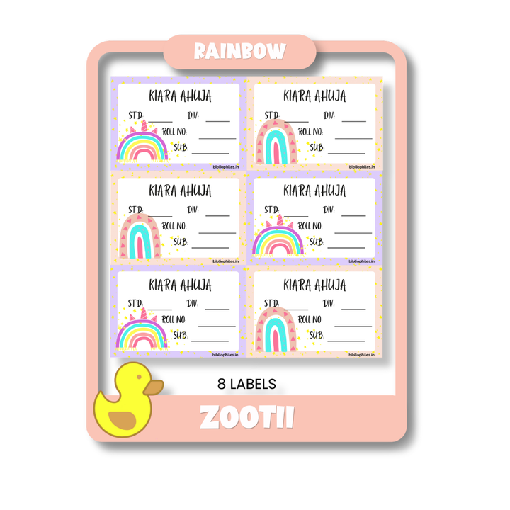 Back to School Combo - Rainbow ( Transparent Bag Tag Book Labels)