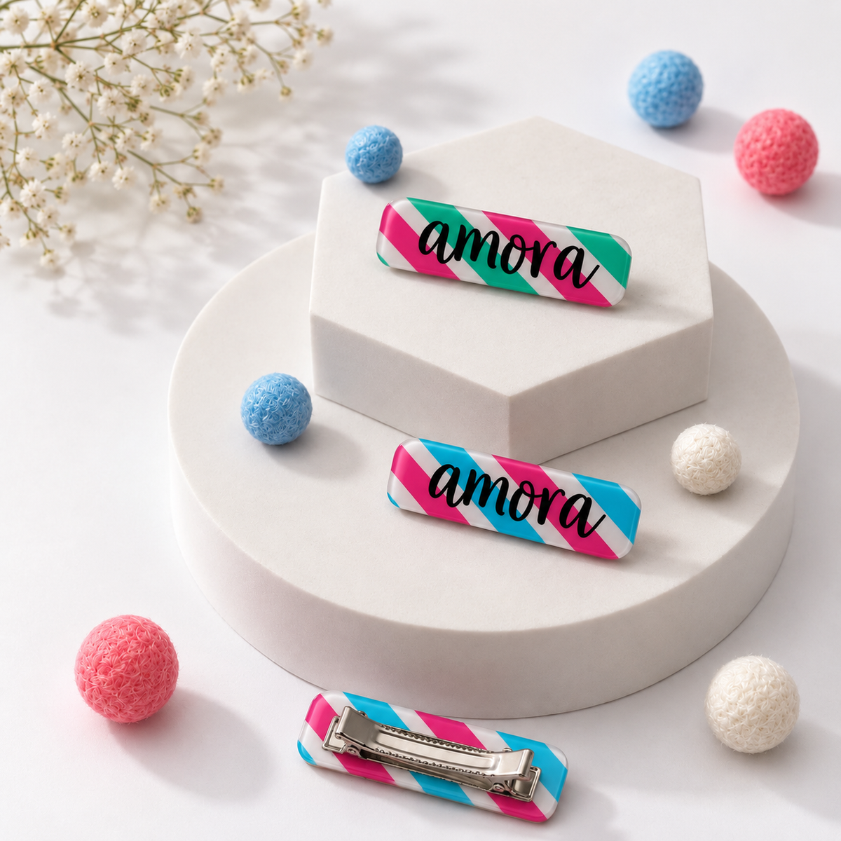 Hair Clips - Candy Stripe (Pack of 4)