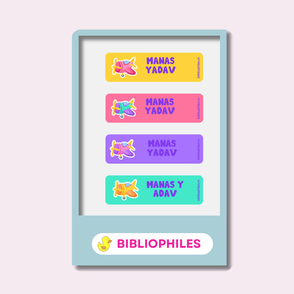 Back to School Combo - Planes ( Transparent Bag Tag Book Labels)