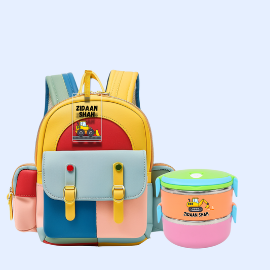 Back to School Combo - Construction ( Transparent  Bag Tag  Book Labels)