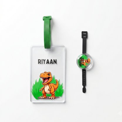Rakha Bandhan Combo - Dino Luggage Tag | Rakhi | Greeting Card