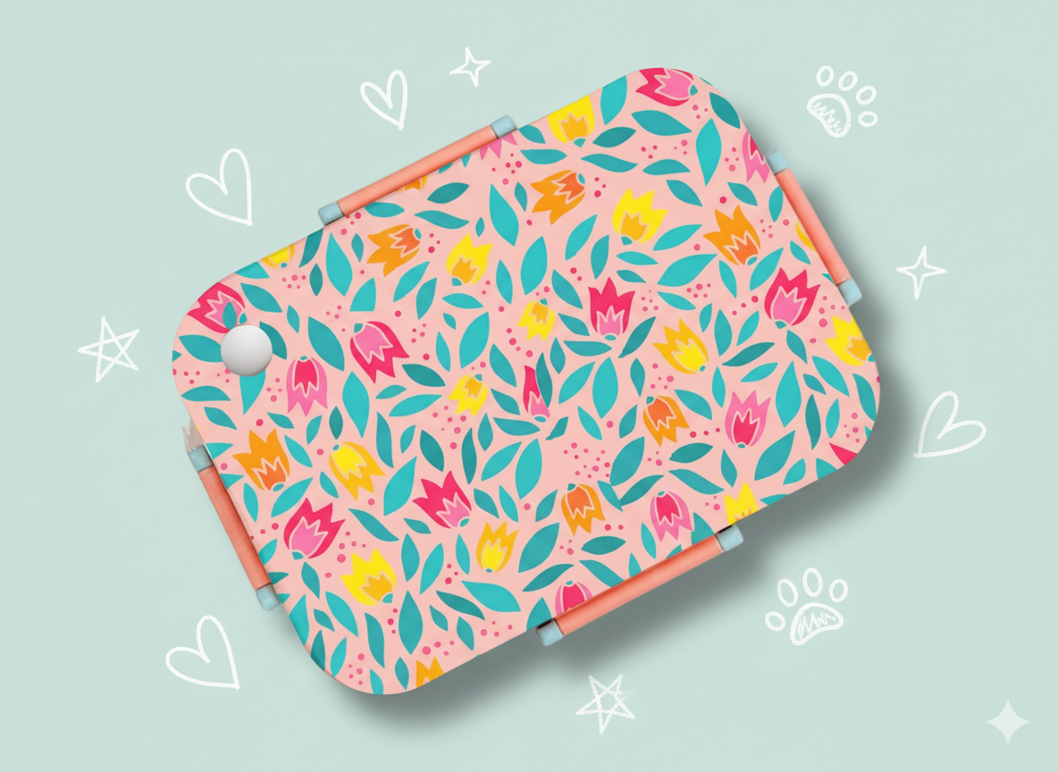 Bento Lunch Box - Flowers (Peach) [Non Personalised]