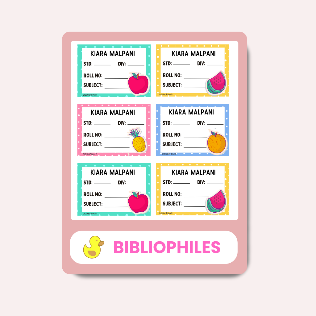 Fruits Book Labels | Personalised Premium Labels