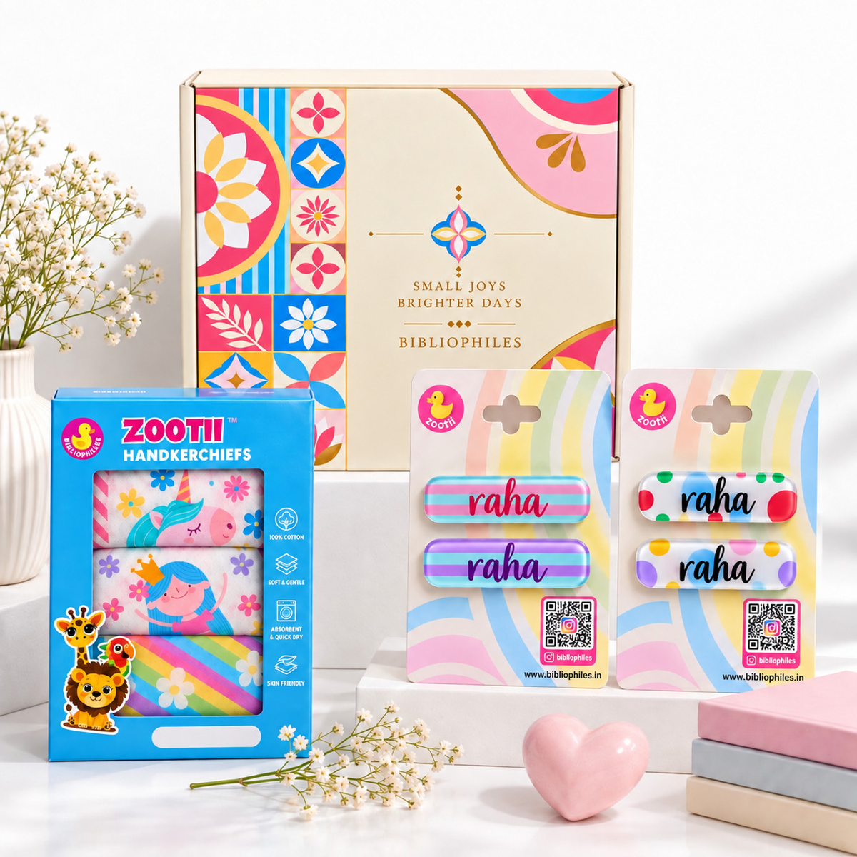 Little Lady Hamper Box ( 4 Clips, 1 Handkerchief Mystical Pack of 3)