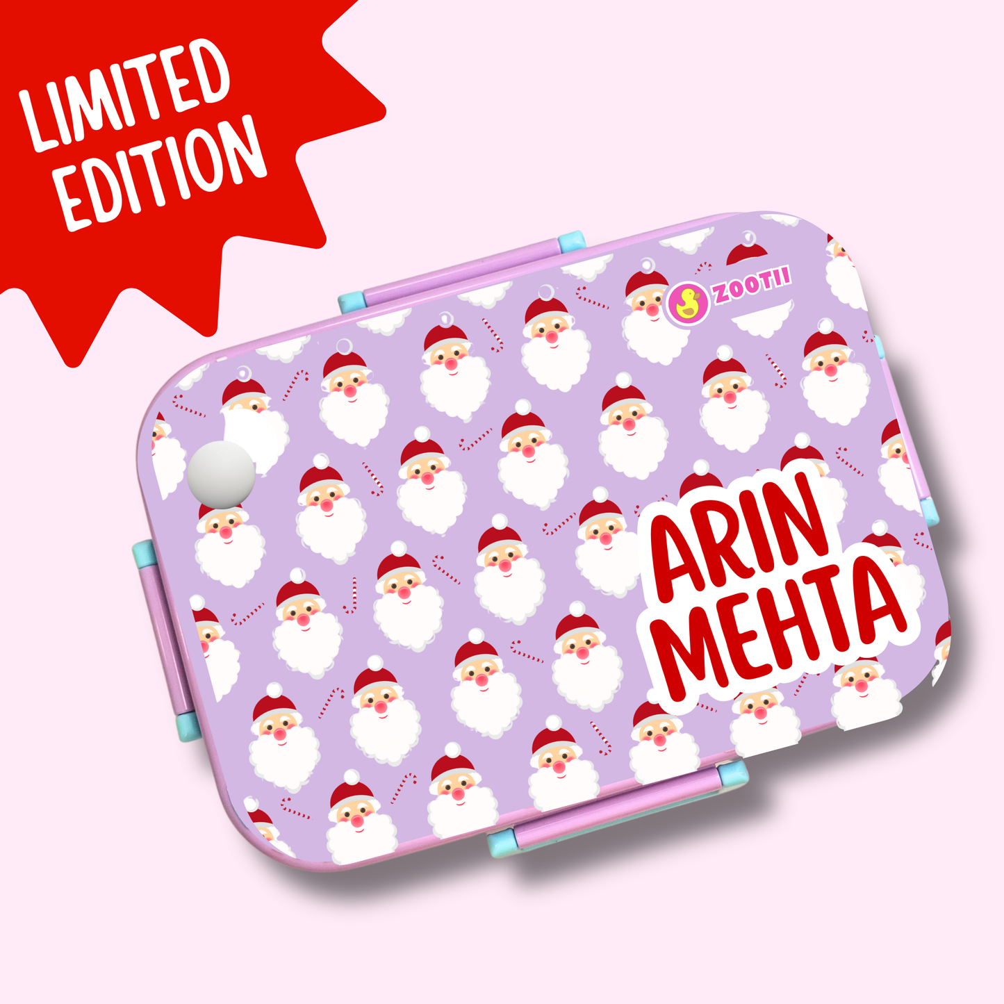 Limited Edition Premium Bento Lunch Box & Water Bottle - Santa Clause (Purple)