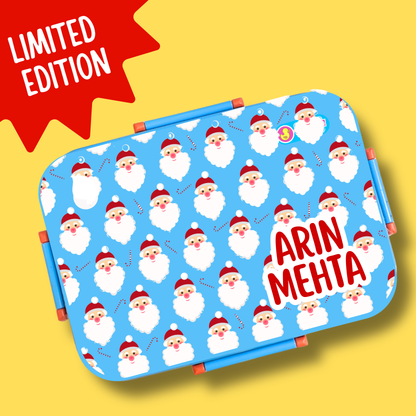 Limited Edition Premium Bento Lunch Box & Water Bottle - Santa Clause (Blue)