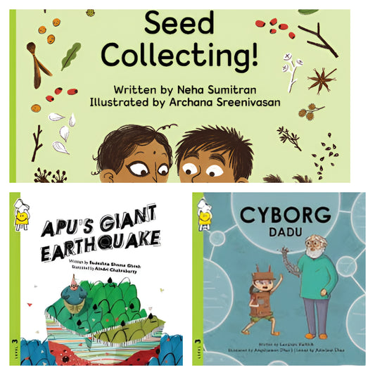 Pack of 3: Lets Go Seed Collecting| Apu's Giant Earthquake| Cyborg Dadu