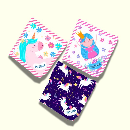 Personalised Muslin Handkerchief Set - Mystical (Pack of 3) with Name Labels